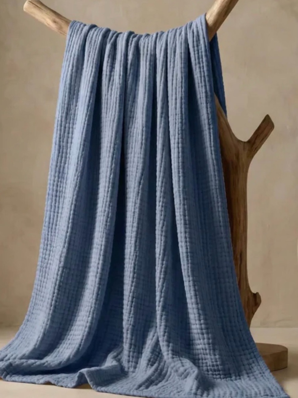 The Fleece Company Queen Muslin Blanket 100% Cotton Blue NWT